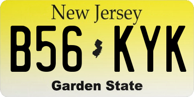 NJ license plate B56KYK