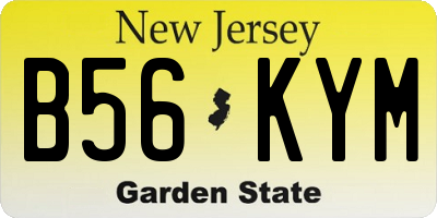 NJ license plate B56KYM