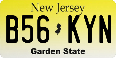 NJ license plate B56KYN