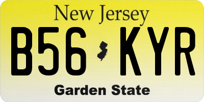 NJ license plate B56KYR