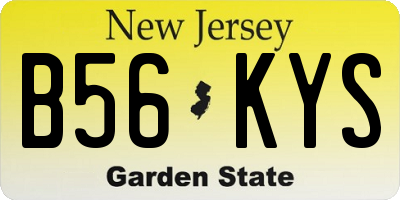 NJ license plate B56KYS