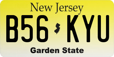 NJ license plate B56KYU