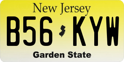 NJ license plate B56KYW