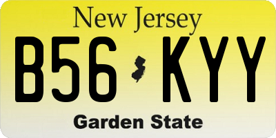 NJ license plate B56KYY