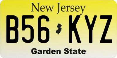 NJ license plate B56KYZ