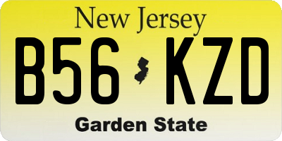 NJ license plate B56KZD