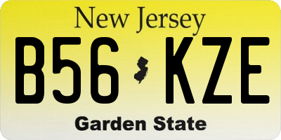 NJ license plate B56KZE