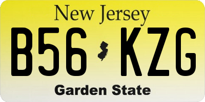 NJ license plate B56KZG