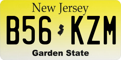 NJ license plate B56KZM