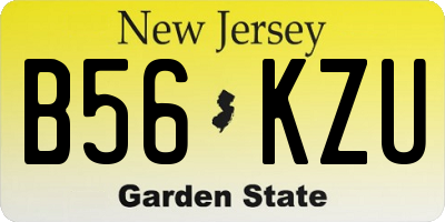 NJ license plate B56KZU