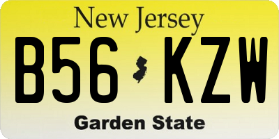 NJ license plate B56KZW