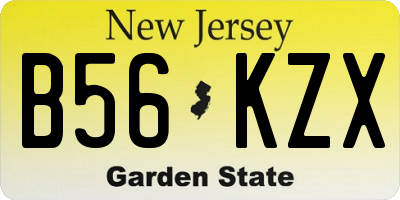 NJ license plate B56KZX