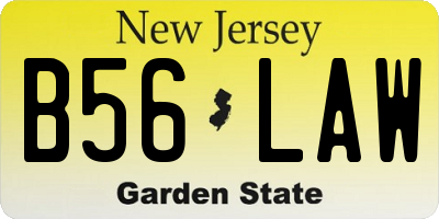 NJ license plate B56LAW
