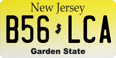 NJ license plate B56LCA