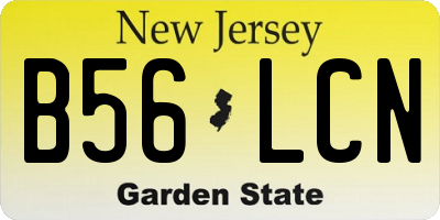 NJ license plate B56LCN