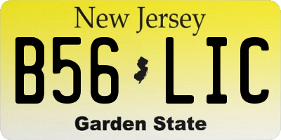 NJ license plate B56LIC