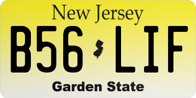 NJ license plate B56LIF