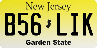 NJ license plate B56LIK