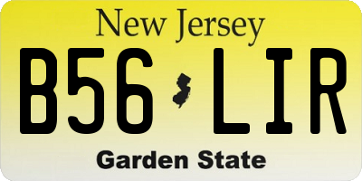 NJ license plate B56LIR