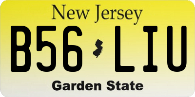 NJ license plate B56LIU