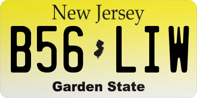 NJ license plate B56LIW