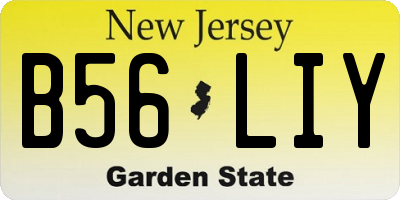 NJ license plate B56LIY