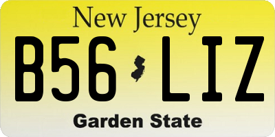 NJ license plate B56LIZ