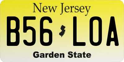 NJ license plate B56LOA