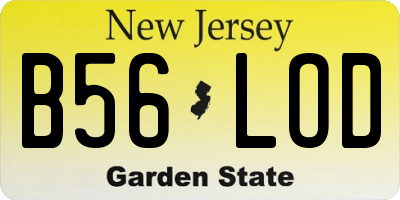 NJ license plate B56LOD