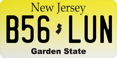 NJ license plate B56LUN