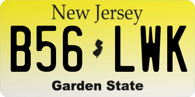 NJ license plate B56LWK