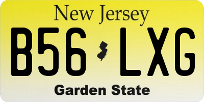 NJ license plate B56LXG