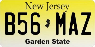 NJ license plate B56MAZ