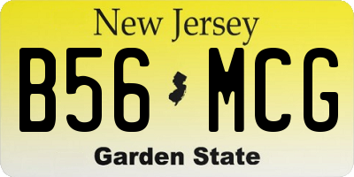 NJ license plate B56MCG