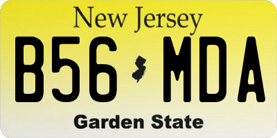 NJ license plate B56MDA