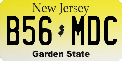 NJ license plate B56MDC
