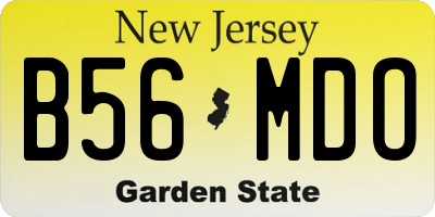 NJ license plate B56MDO