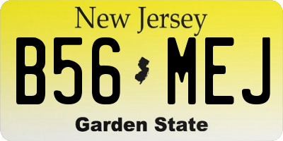NJ license plate B56MEJ