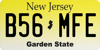 NJ license plate B56MFE