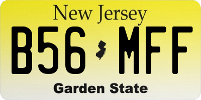 NJ license plate B56MFF