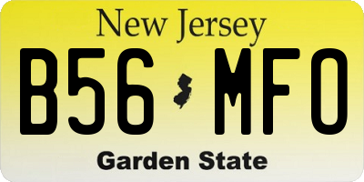 NJ license plate B56MFO