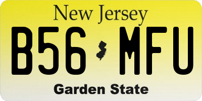 NJ license plate B56MFU