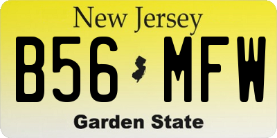 NJ license plate B56MFW
