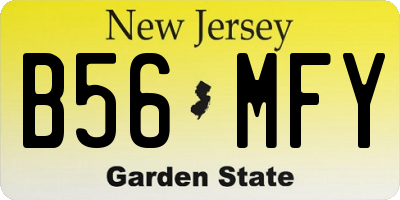 NJ license plate B56MFY