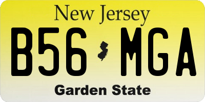NJ license plate B56MGA
