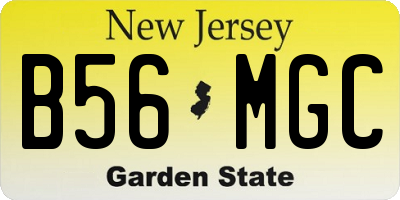 NJ license plate B56MGC