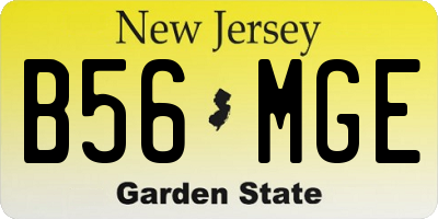 NJ license plate B56MGE