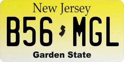 NJ license plate B56MGL