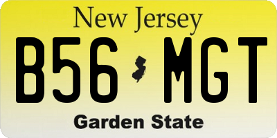 NJ license plate B56MGT