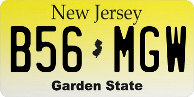 NJ license plate B56MGW